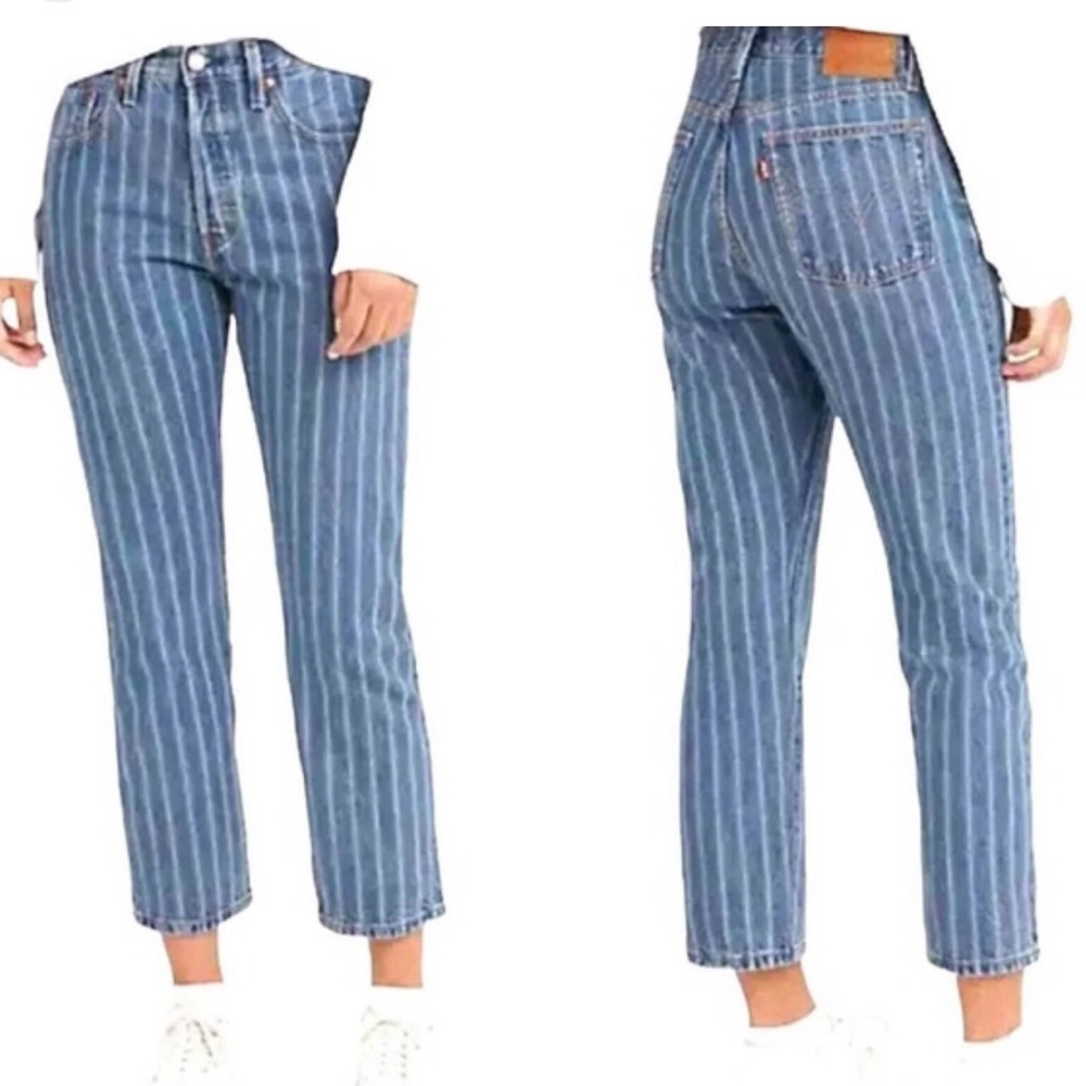 Levi's Premium 501 Button Fly Pinstripe Jeans